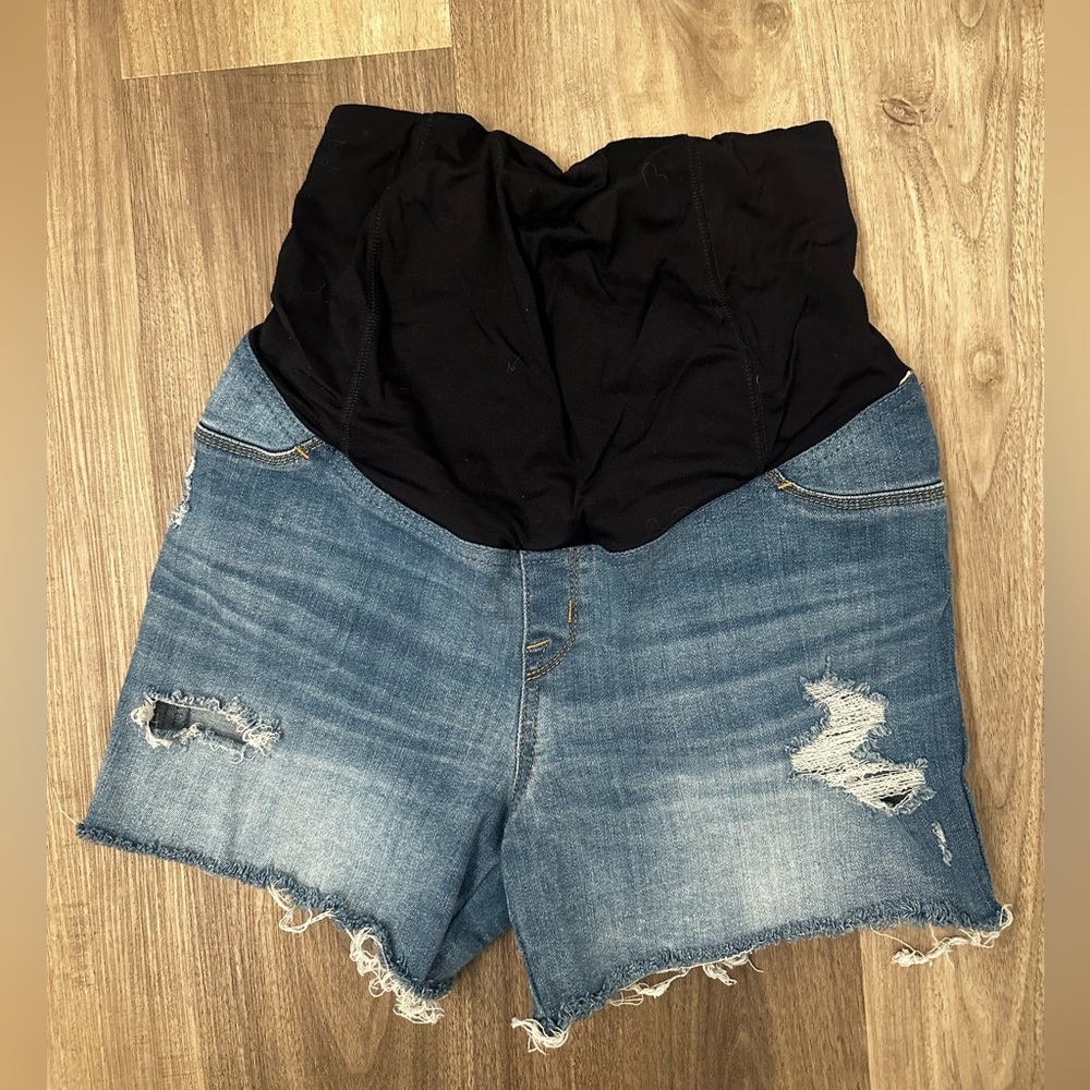 Isabel Maternity by Ingrid & Isabel Black & Blue Distressed Jean Shorts